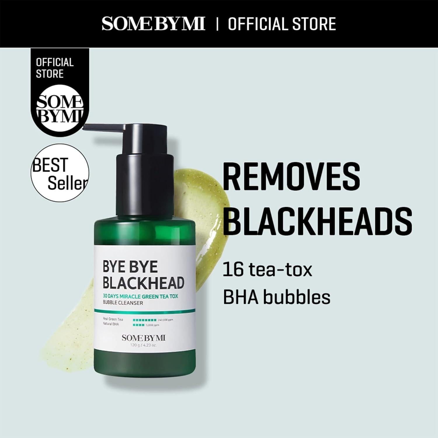 Some By MI BYE BYE BLACKHEAD 30 DAYS MIRACLE GREEN TEA TOX BUBBLE CLEANSER 120g