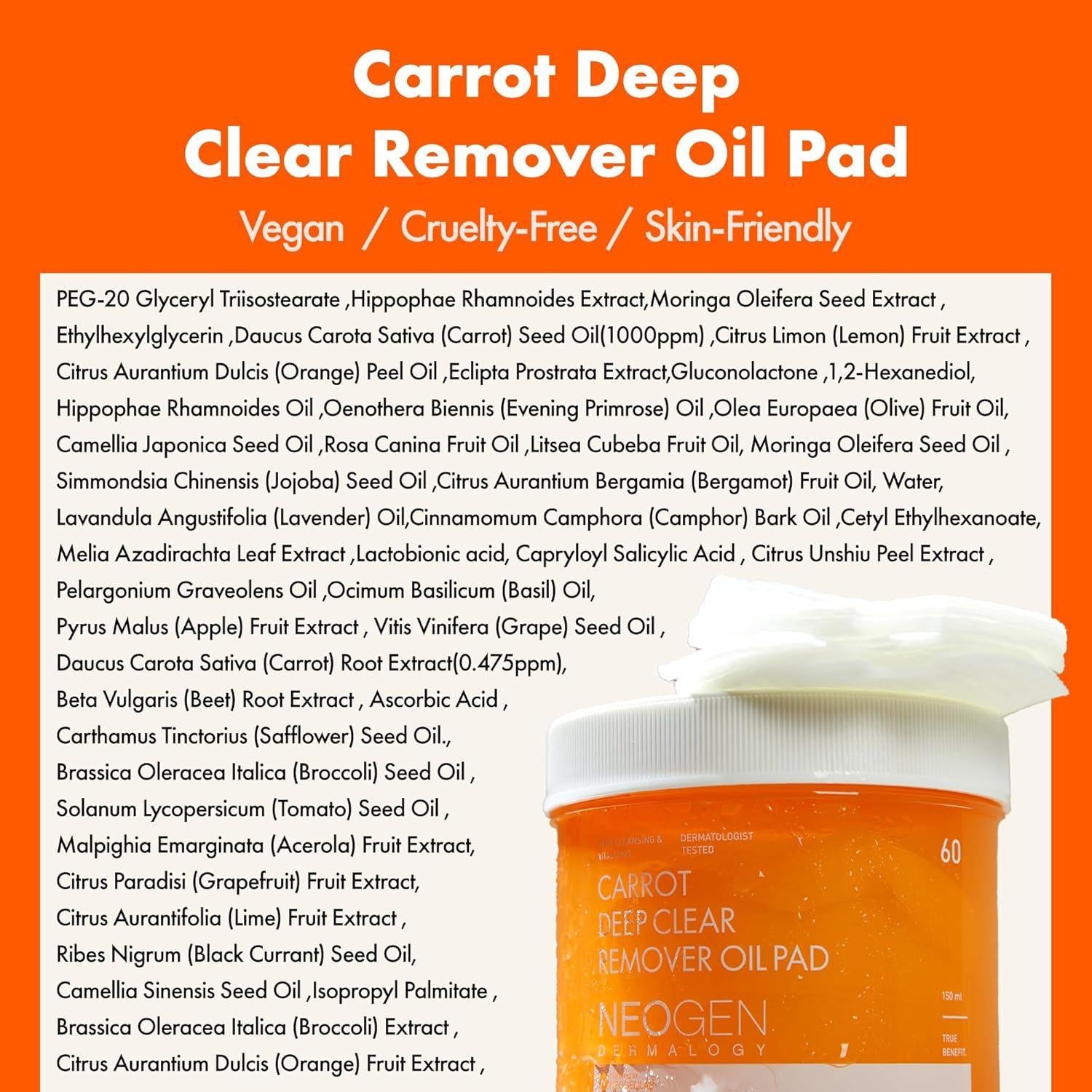 NEOGEN DERMALOGY CARROT DEEP CLEAR OIL PAD 150ML