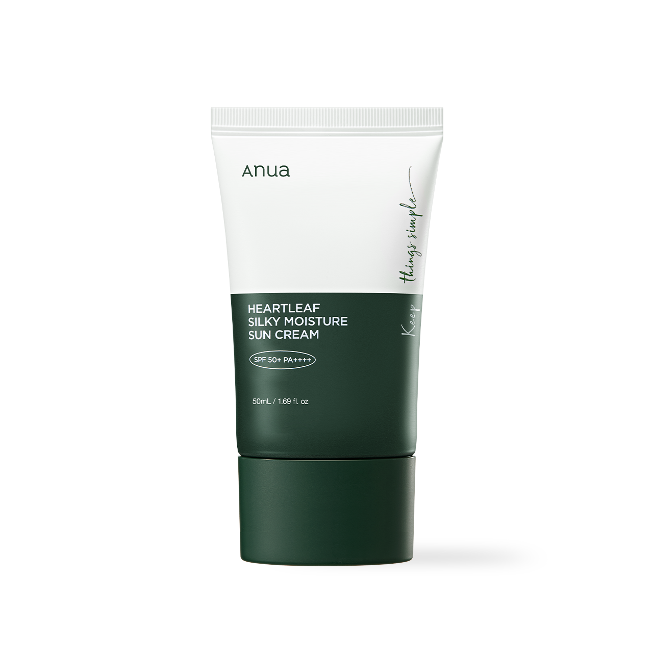 Anua Heartleaf Silky Moisture Sunscreen SPF50+ 50ml - side view