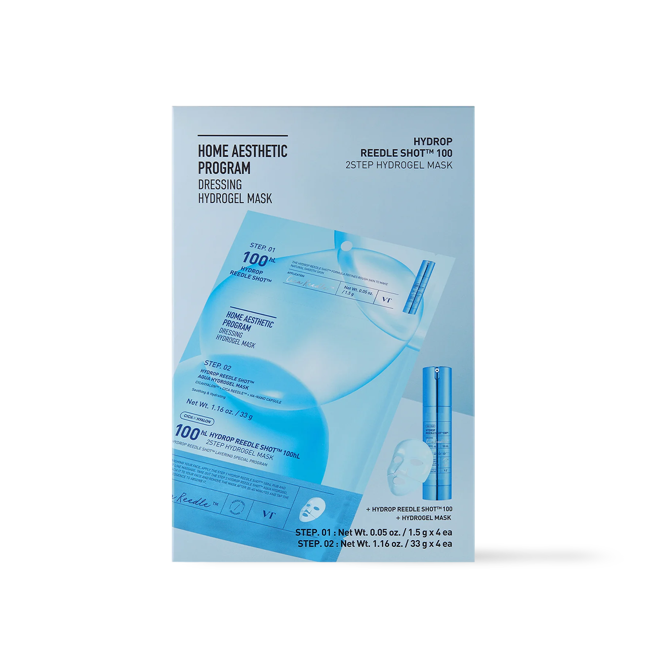 VT Cosmetics HYDROP Reedle Shot 100hl 2 STEP Hydrogel Mask
